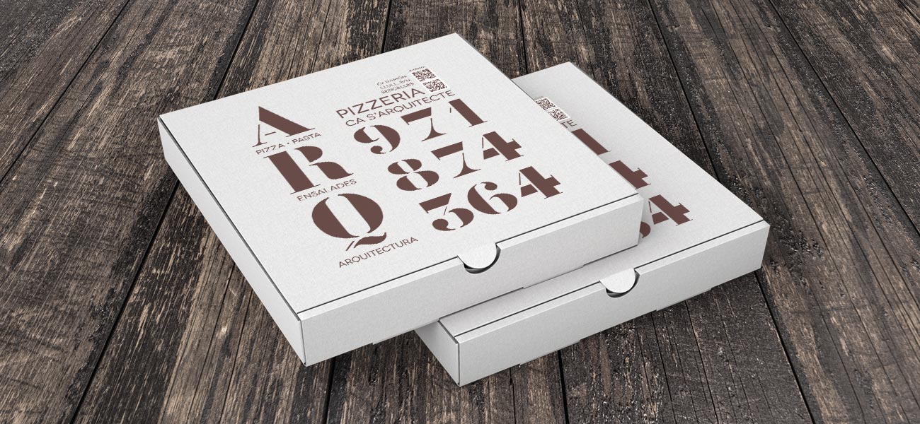 Diseño caja de pizza "Pizzeria Ca s'Arquitecte" Sencelles, Mallorca